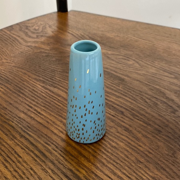 MCM blue with goldtone accents bud vase - Picture 2 of 10